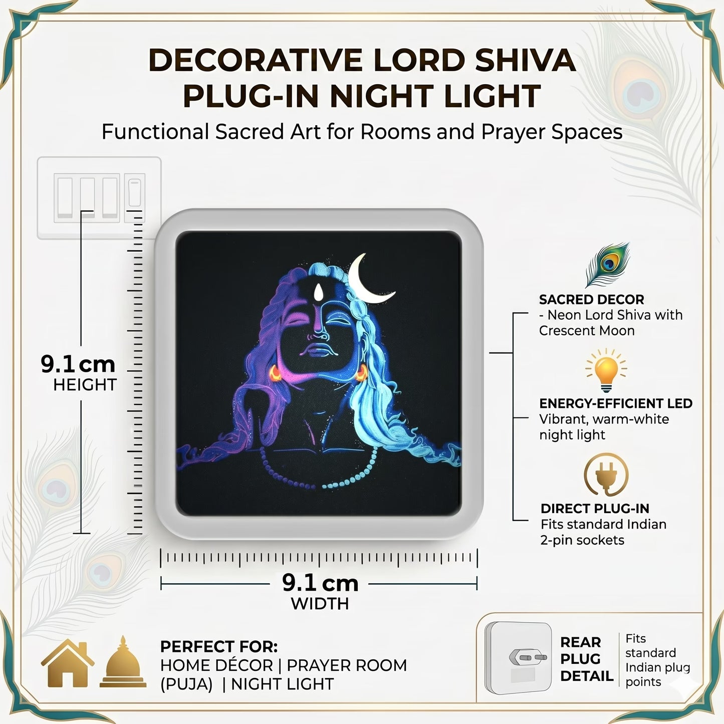 Shiv Ji Neon Art Plug-In Acrylic LED Night Lamp | Fashionury