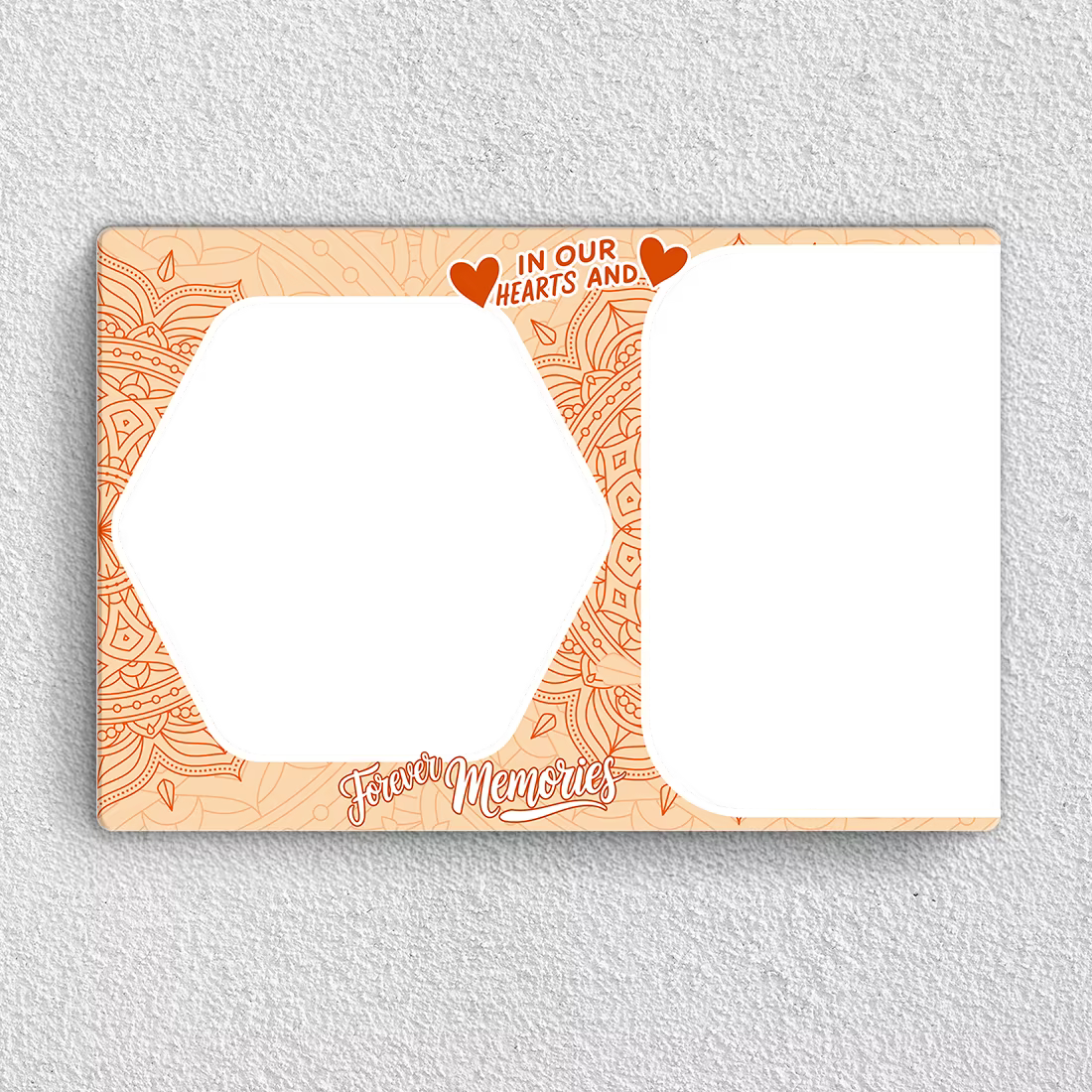 Preview of In Our Hearts Forever Memories acrylic wall frame with two wedding couple photos

