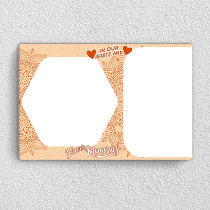 Preview of In Our Hearts Forever Memories acrylic wall frame with two wedding couple photos

