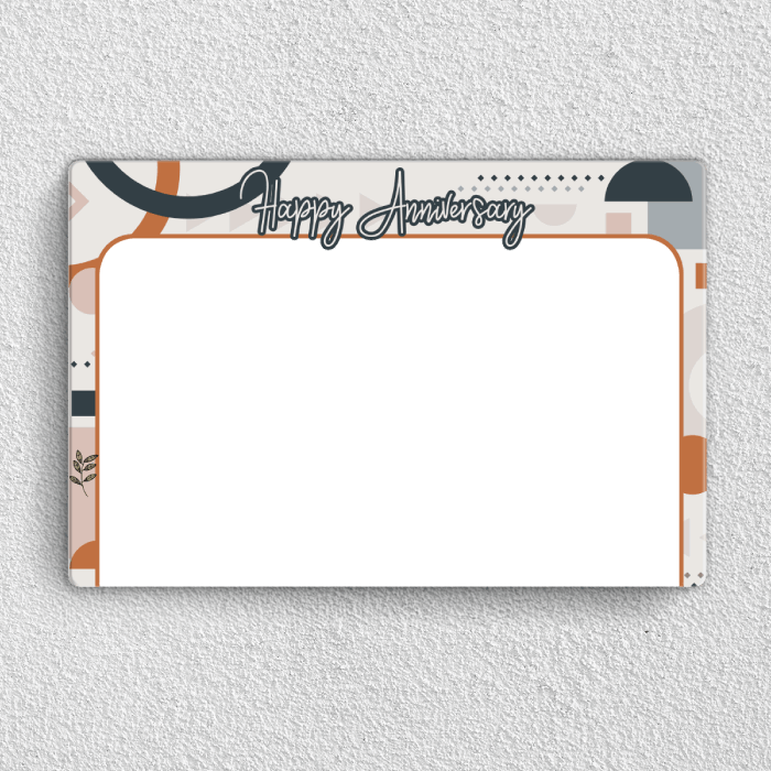 Preview of Happy Anniversary family landscape acrylic wall frame with festive photo and modern design
