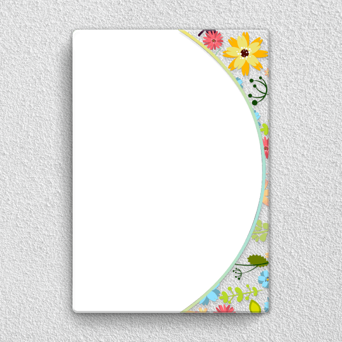 Preview of Personalised couple acrylic wall frame with romantic portrait and vibrant floral border design