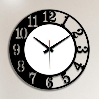 Acrylic Wall Clock- Black Number Circle
