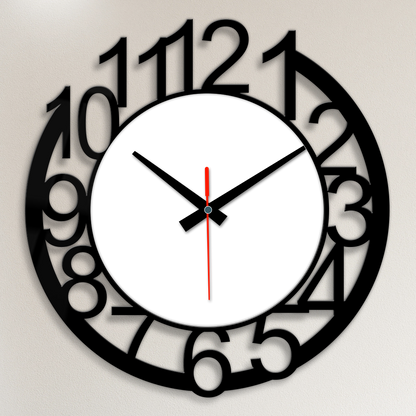 Acrylic Wall Clock- Black Big Number