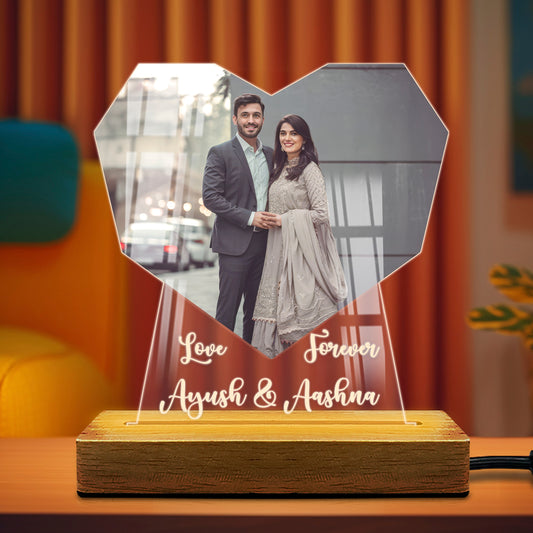 Fashionury Engraved Acrylic LED Photo Lamp – Heart Shaped Personalized Gift for Couples