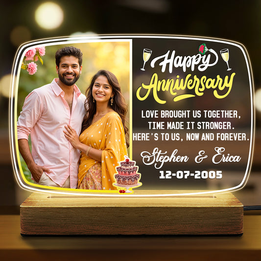 Buy Online Customised table lamp with LED and custom photo – perfect anniversary gift for couples