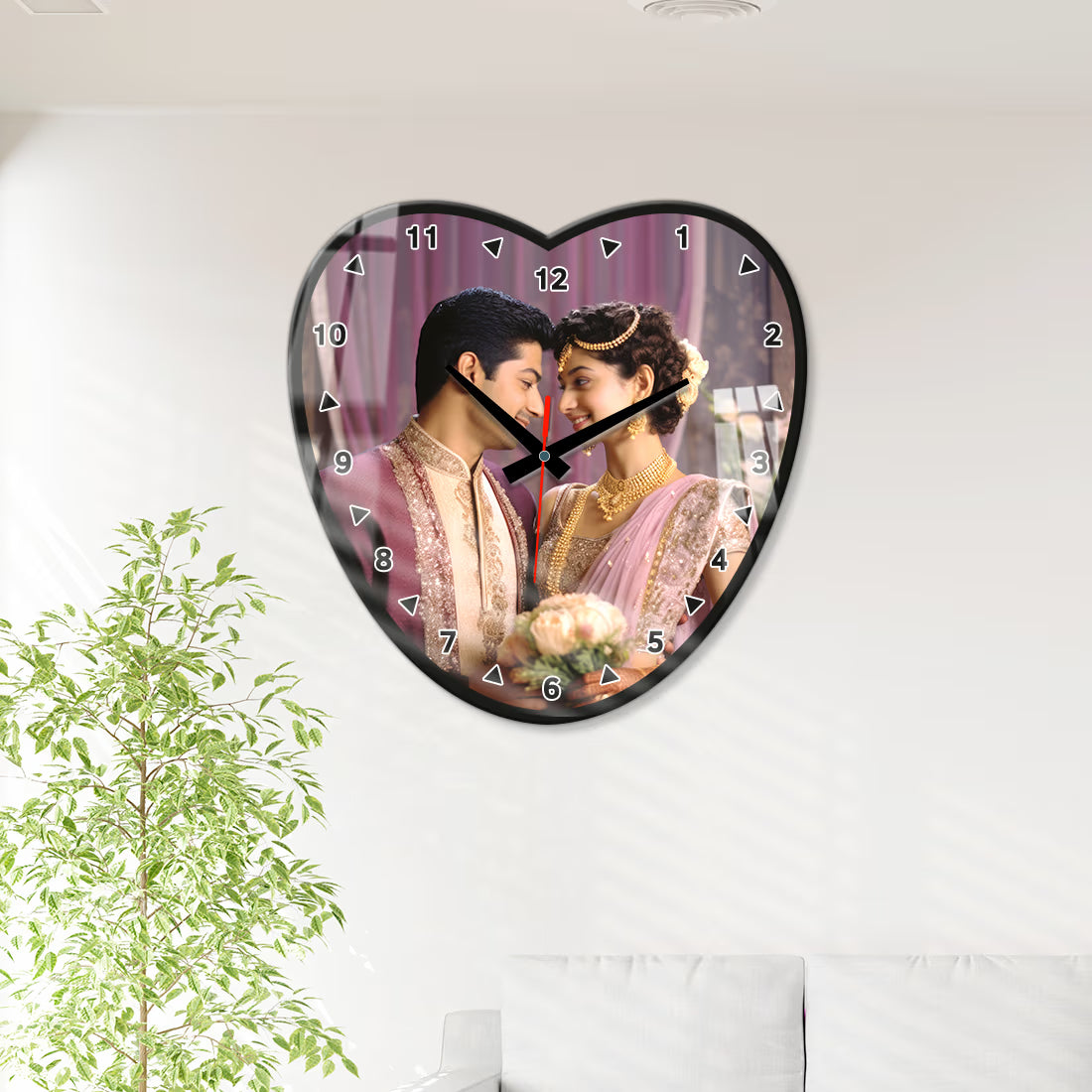 Personalized Acrylic Heart Shape wall Photo Clock - Fashionury