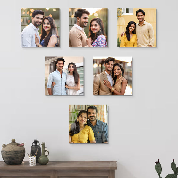 6 Piece Acrylic Square Wall Photo Frame Set