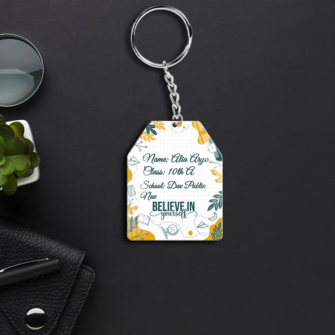 Fashionury Acrylic Custom School Pattern Keychain 