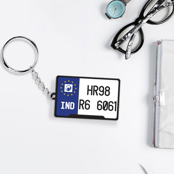Acrylic Custom Keychain with Name & Plate Number Rectangle