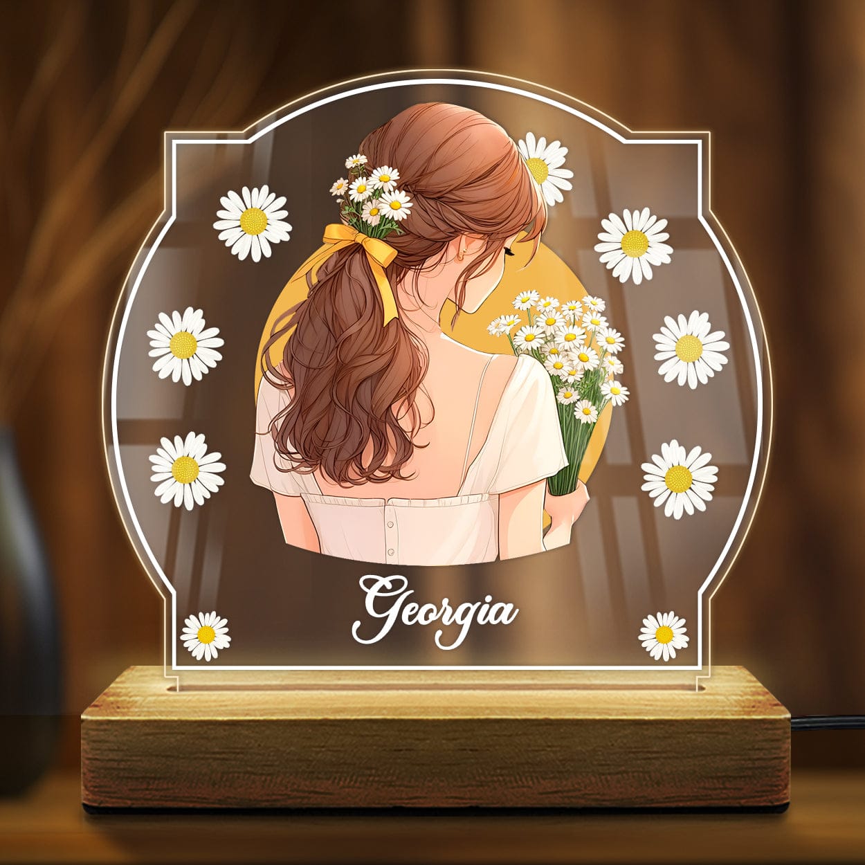 Buy Online Fashionury Custom Name Acrylic Name Lamp with LED Base – Flower Lady