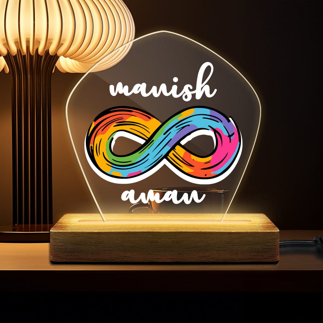 Shop Fashionury Custom Name Colorful Artistic Infinity Illustration on Illuminated Acrylic Infinity Printed Panel