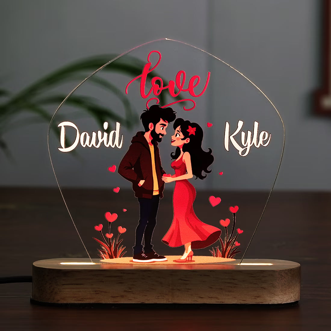 Buy Online Fashionury Custom Name Acrylic Name Lamp with LED Base – Romantic Couple