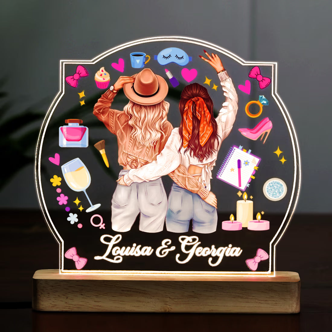 Buy Online Fashionury Custom Name Acrylic Name Lamp with LED Wooden Base - Gift Bestie