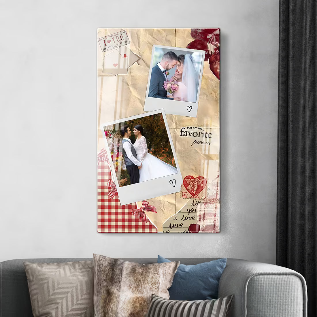 Custom acrylic couple photo frame with featuring 'favorite person' quote. Personalized Romantic wall art for home decor