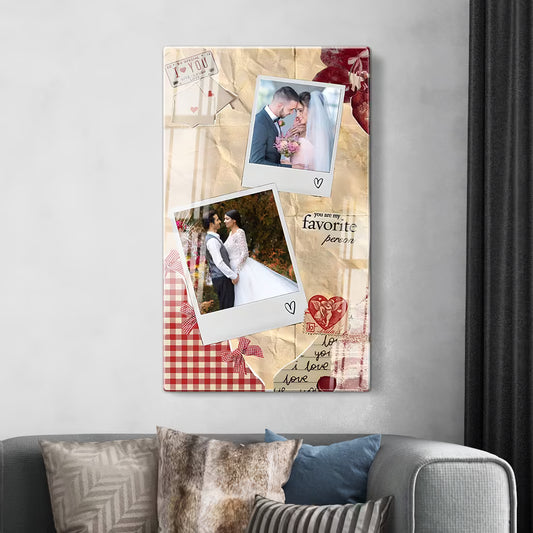 Custom acrylic couple photo frame with featuring 'favorite person' quote. Personalized Romantic wall art for home decor