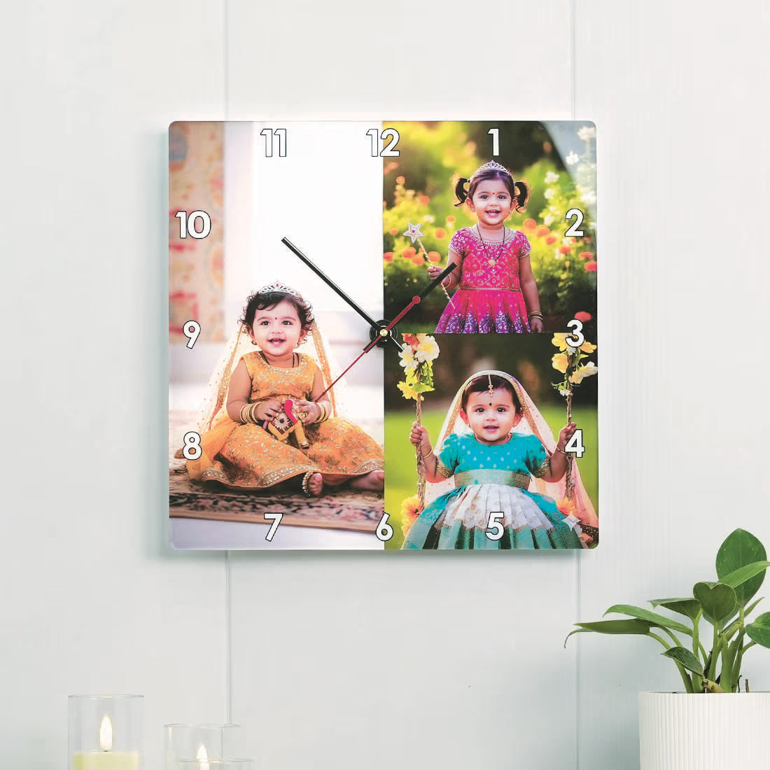 Buy Online Fashionury Clock Acrylic Wall Clock - 3 Photo Collage