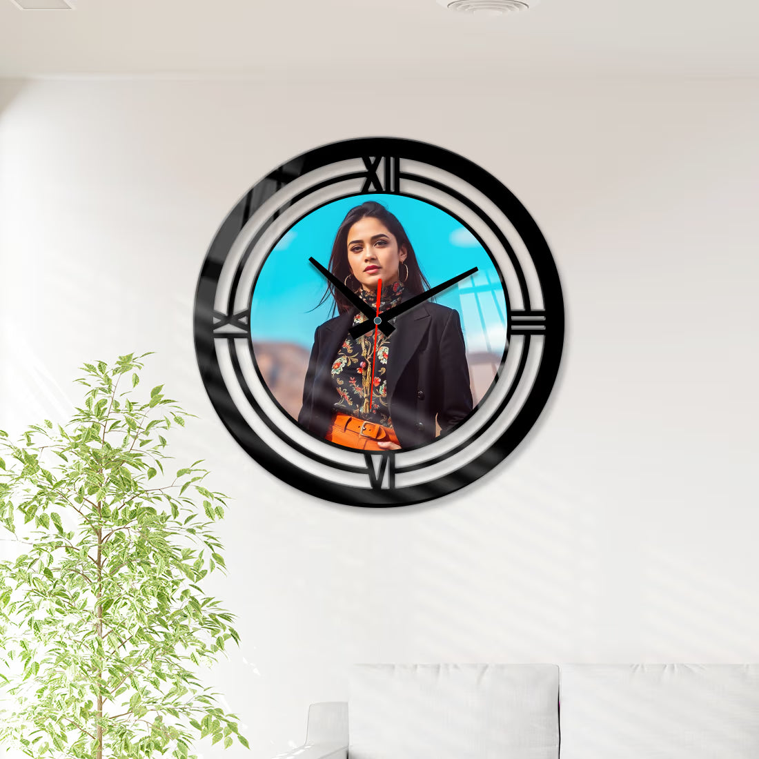 Buy Online Fashionury Clock Acrylic Wall Clock- Black Roman Circle