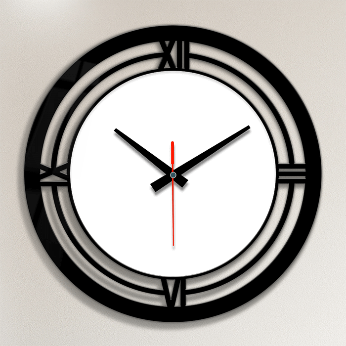 Buy Online Fashionury Clock Acrylic Wall Clock- Black Roman Circle