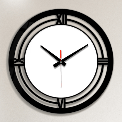 Buy Online Fashionury Clock Acrylic Wall Clock- Black Roman Circle
