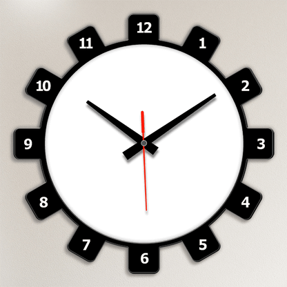 Preview of Fashionury Acrylic Wall Clock with Black Square Numbering and custom photo