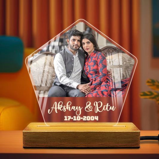 Buy Online Fashionury Print & Engrave Engraved Acrylic LED Photo Lamp - Pentagon Shape