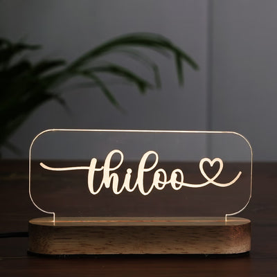 Engraved Name LED Night Lamp – Heart Name