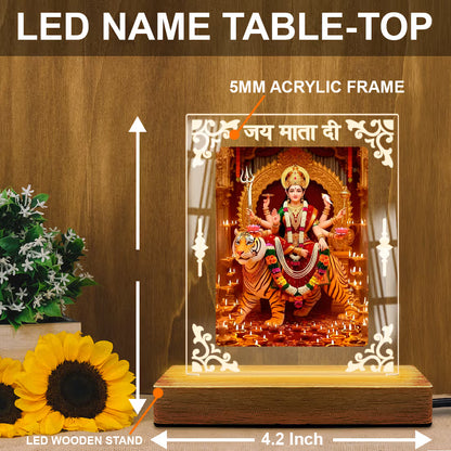 Buy Online Fashionury Acrylic Spiritual Lamp Maa Durga's Acrylic Led Lamp - Wooden Stand-D2