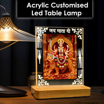 Buy Online Fashionury Acrylic Spiritual Lamp Maa Durga's Acrylic Led Lamp - Wooden Stand-D2