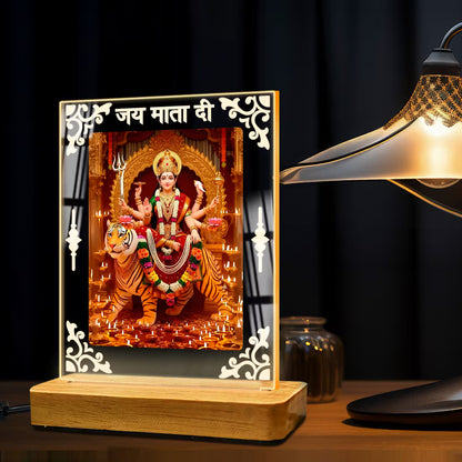 Buy Online Fashionury Acrylic Spiritual Lamp Maa Durga's Acrylic Led Lamp - Wooden Stand-D2