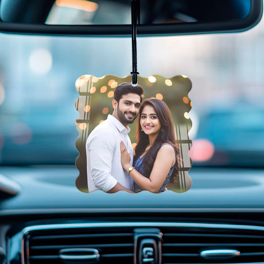 Buy Online Fashionury Car Decor Personalized Acrylic Photo Car Hanging - Zigzag Square