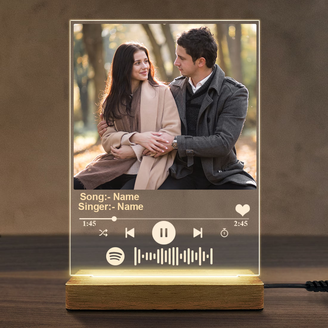 Buy Online Fashionury Print & Engrave Personalized Acrylic Spotify LED Plaque Lamp - Portrait