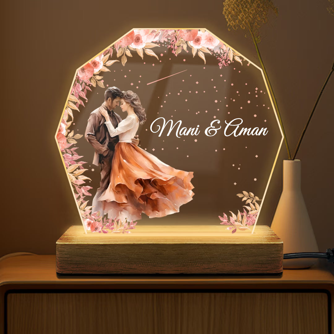 Buy Online Fashionury Custom Name Personalized  Name Hexa Acrylic LED Lamp