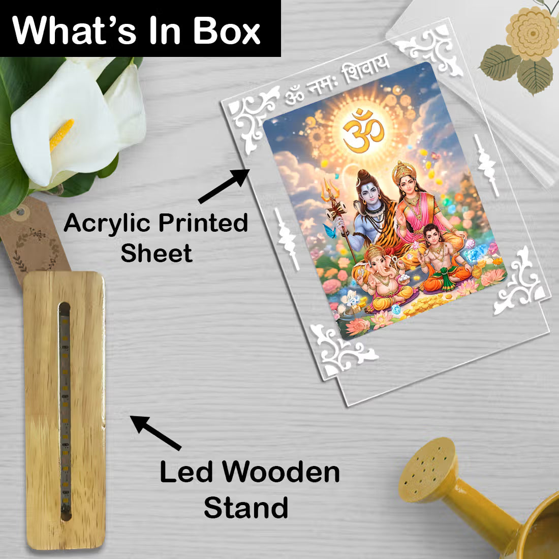 Buy Online Fashionury Acrylic Spiritual Lamp Shiv Parivar Acrylic Led Lamp - Wooden Stand-D4