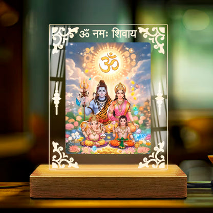 Buy Online Fashionury Acrylic Spiritual Lamp Shiv Parivar Acrylic Led Lamp - Wooden Stand-D4