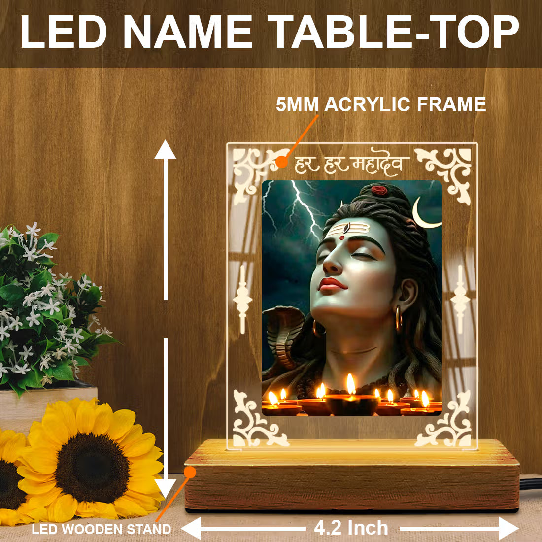 Buy Online Fashionury Acrylic Spiritual Lamp Shiva's Acrylic Led Lamp - Wooden Stand-D1