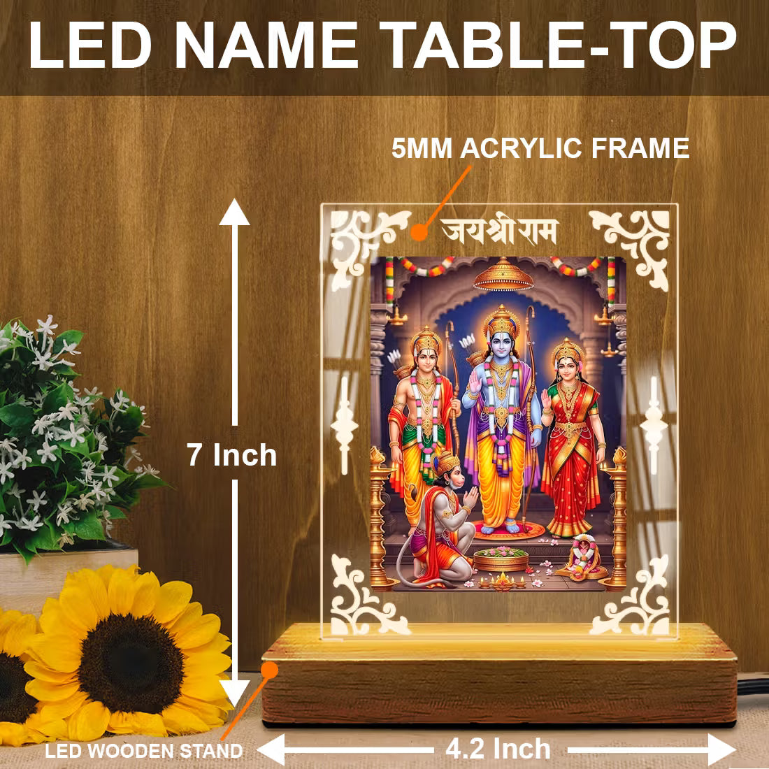 Buy Online Fashionury Acrylic Spiritual Lamp Shree Ram Acrylic Led Lamp - Wooden Stand D1