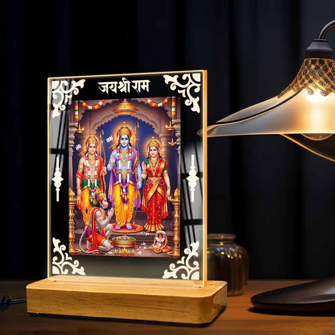 Buy Online Fashionury Acrylic Spiritual Lamp Shree Ram Acrylic Led Lamp - Wooden Stand D1