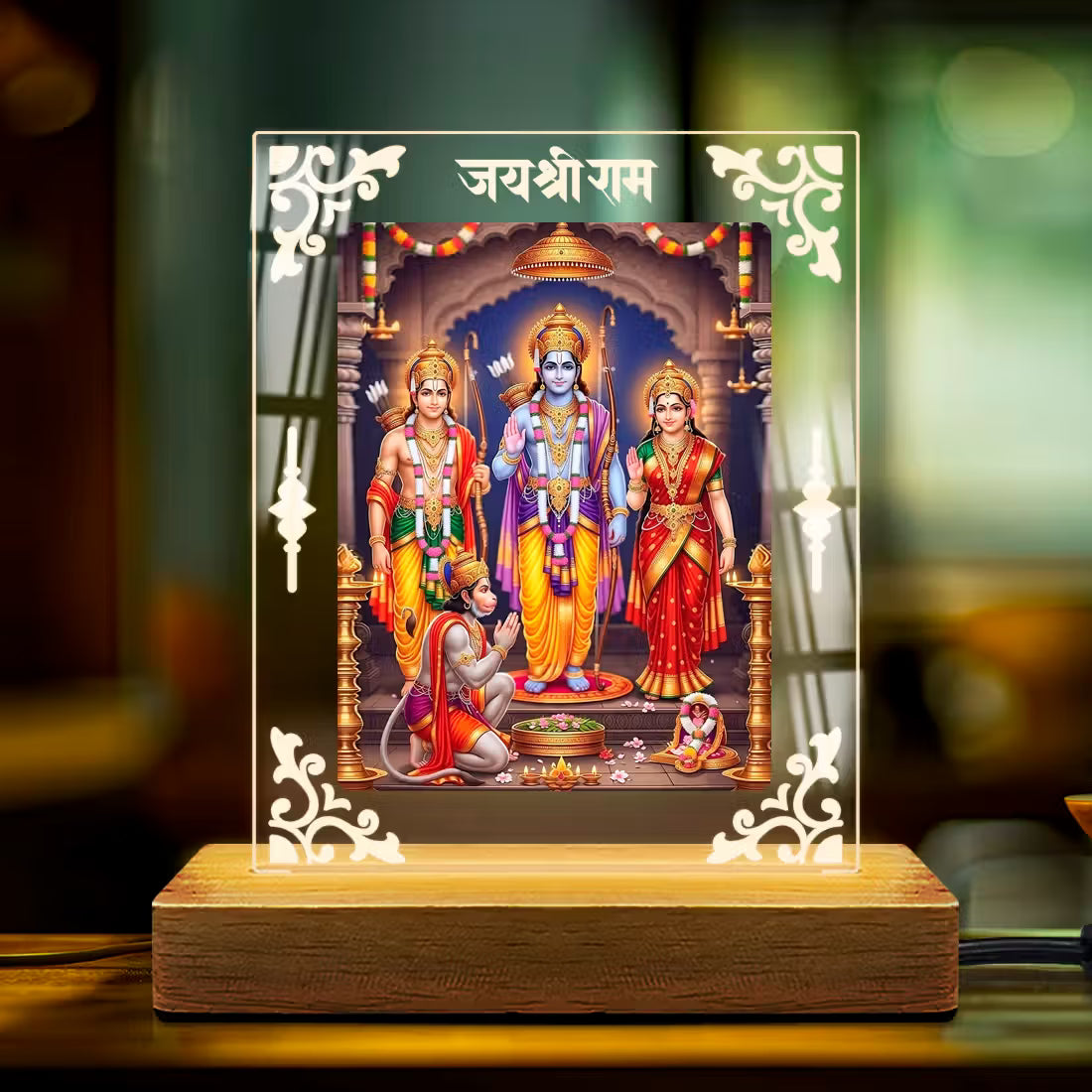 Buy Online Fashionury Acrylic Spiritual Lamp Shree Ram Acrylic Led Lamp - Wooden Stand D1
