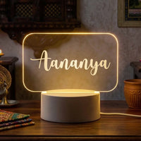 White Rounded Acrylic Name LED Lamps