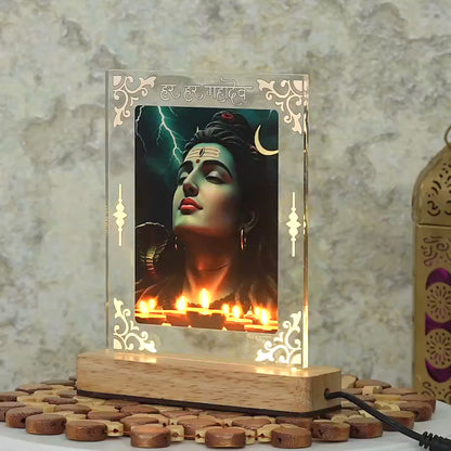 Shiva's Acrylic Led Lamp - Wooden Stand-D1