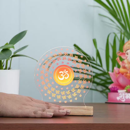 Acrylic LED Om Sign Lamp - Wooden Stand