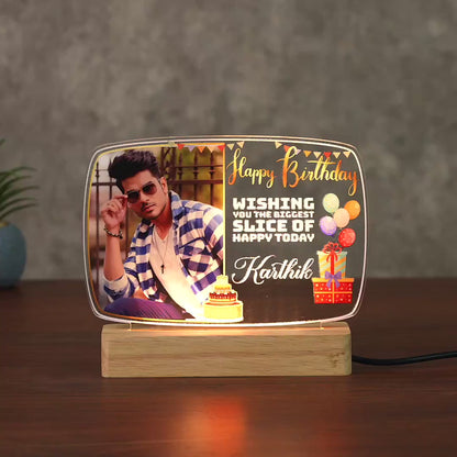 Birthday Lamp with LED Wooden Base – Landscape