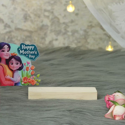 Happy Mother's Day Acrylic Plaque Wooden Base | Fashionury