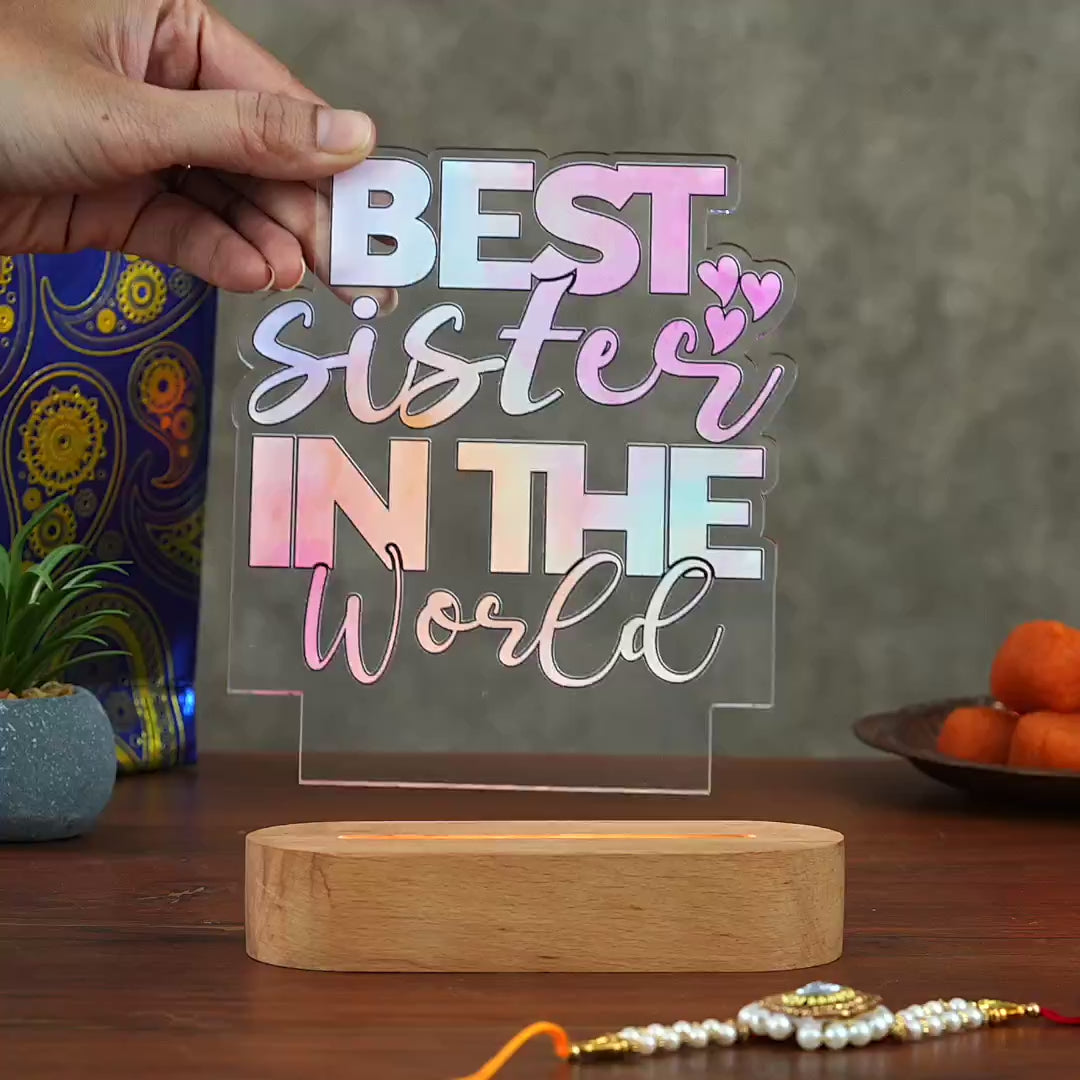 Showcase video of Best sister in the world Acryllic Led lamp Fro Rakhsa bandhan