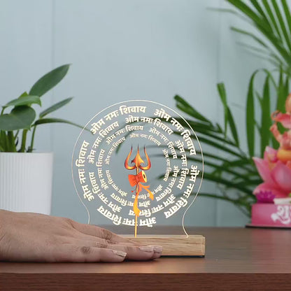 Acrylic LED Om Namah Shivaya Lamp - Wooden Stand