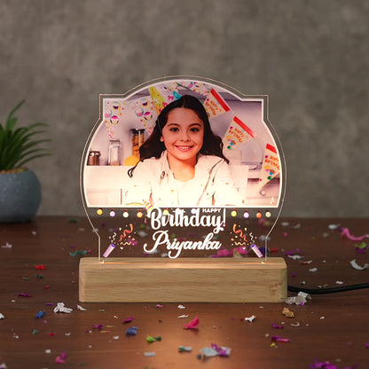 Custom Birthday Photo & Name Acrylic LED Lamp | Fashionury