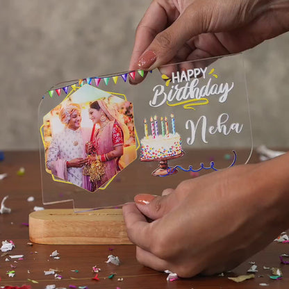 Acrylic Printed Happy Birthday Photo Frame - Rectangle Shape
