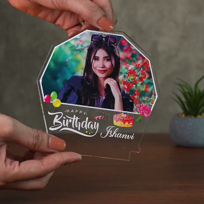 Custom Birthday Octagon Acrylic Photo LED Lamp | Fashionury