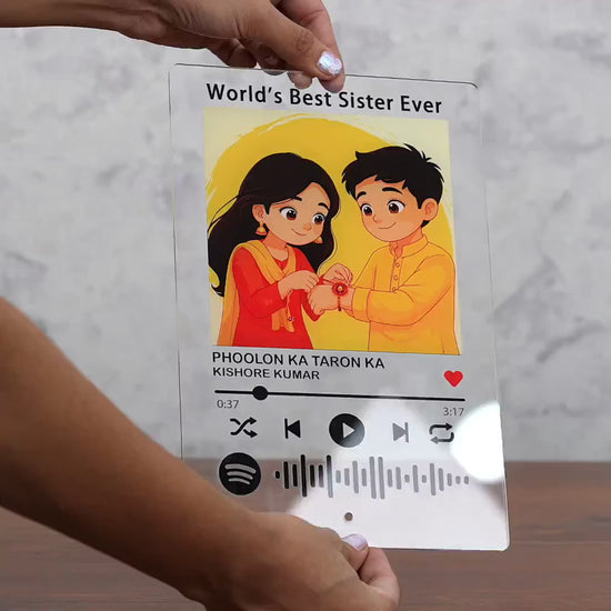 Showcase video of Black theme custom Spotify acrylic music plaque – Rakhi gift for sister