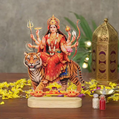 Maa Durga's Acrylic frame - Wooden Stand-D3